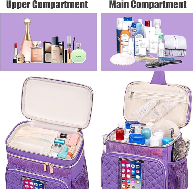 Tealari Large Toiletry Bag for Women Men,Bathroom Bag,Water Resistant Shower Bag,Makeup Bag,Portable Shower Caddy for College Dorm,Hanging Travel Toiletry Bag with Transparent Waterproof Phone Pocket