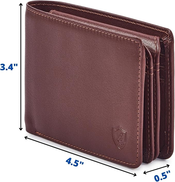 Cochoa Wallet for Men Bifold Leather RFID Blocking High Capacity Slim Card Case with 2 ID Window for Gift (Nappa, Cognac)