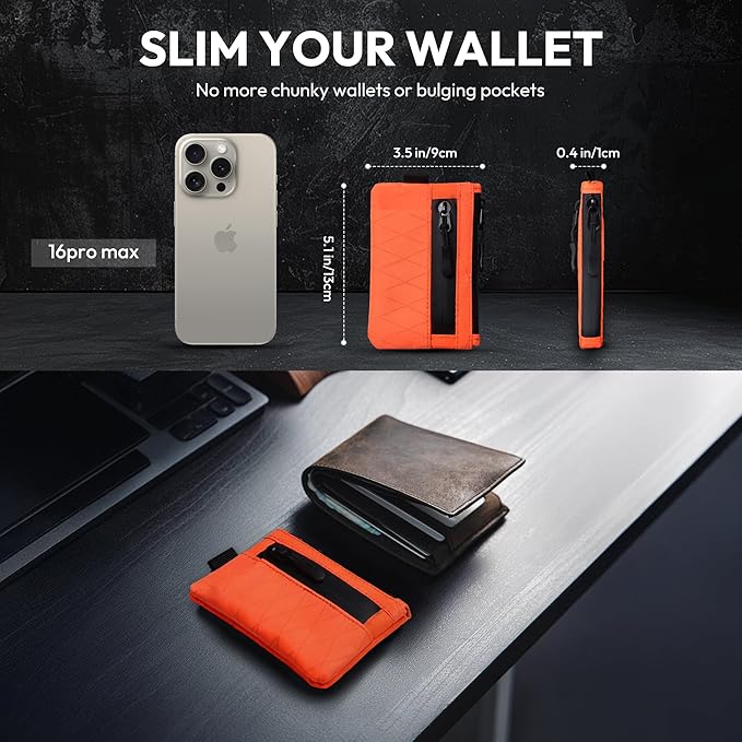 EDC Pouch RFID Blocking Tactical Zipper Wallet, Waterproof Wallet for Men (Holds 1–12 Cards)
