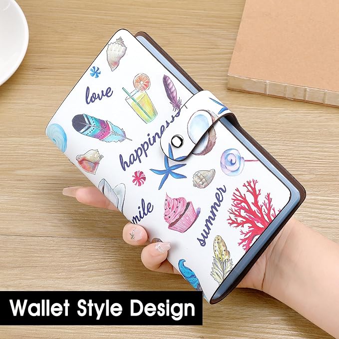 RFID Credit Card Holder, Leather Business Card Organizer with 96 Card Slots, Credit Card Case for Managing Your Different Cards and Important Documents to Prevent Loss or Damage (Delicious Food)