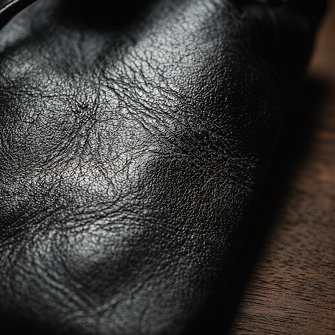 PU Drawstring Coin Purse, Vintage Faux Leather Pouch with Antique Brass Clasp, Portable Drawstring Coin Bag for Coins/Cash/Small Essentials(Black)
