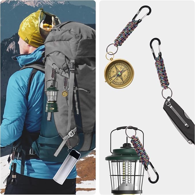 EOTW Carabiner Keychain,Paracord Keychain Small Aluminum Clip D Ring for Camping, Hiking, Fishing, Or As A Key Organizer