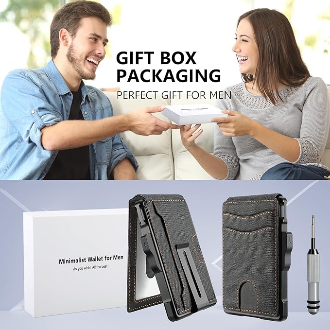 umoven Wallet for Men - with Money Clip Slim Leather Slots Credit Card Holder RFID Blocking Bifold Minimalist Wallet