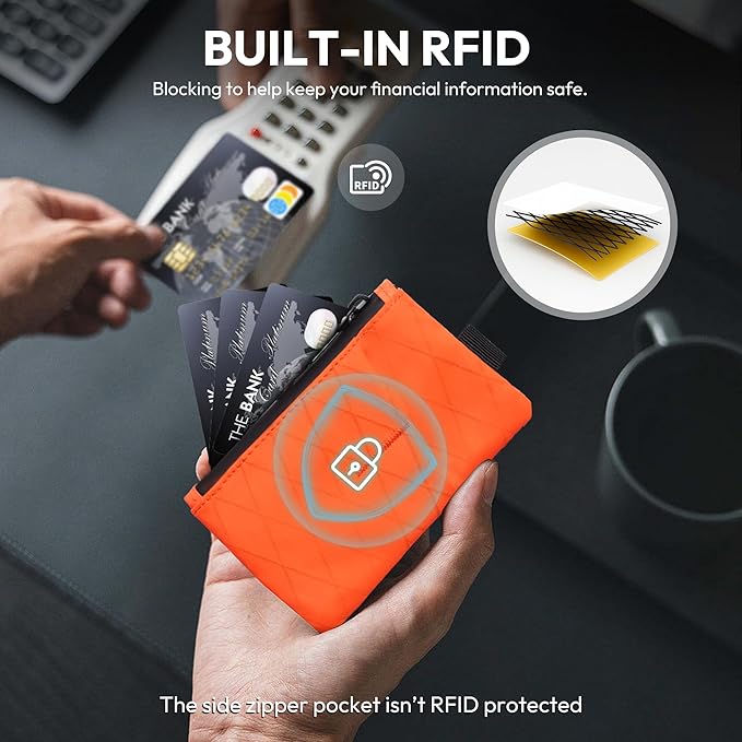 EDC Pouch RFID Blocking Tactical Zipper Wallet, Waterproof Wallet for Men (Holds 1–12 Cards)