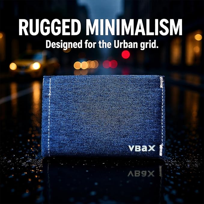 Minimalist RFID Blocking Slim Wallet for Men – Waterproof Microfiber Front Pocket Bifold Card Holder – Holds 10 Cards & Cash (Marine Edition)