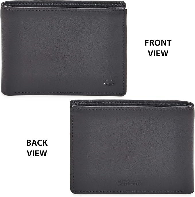 Real Leather Mens Bifold Wallet RFID Blocking Slim Minimalist Front Pocket - Thin & Stylish with ID Window in Gift Box (Nappa, Dark Chocolate)