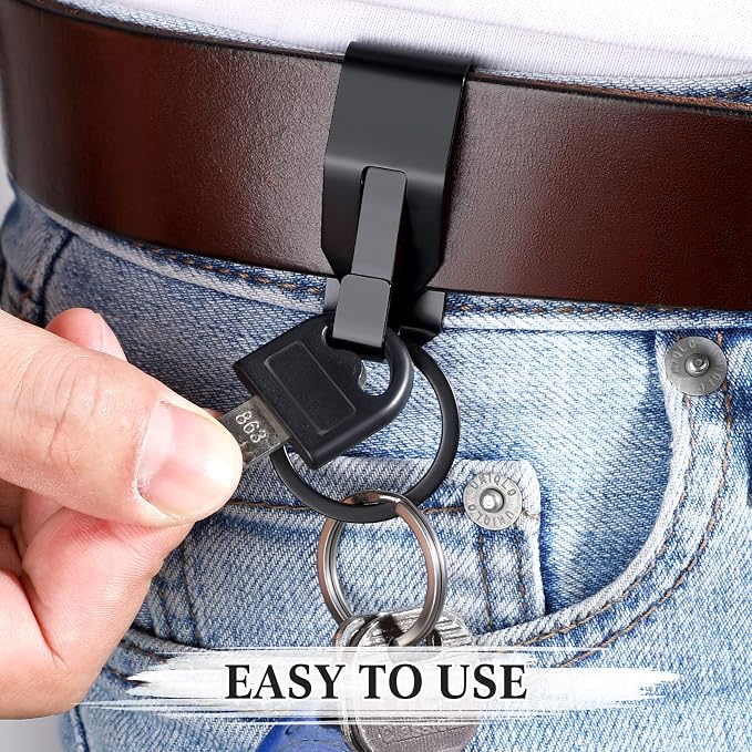 Threan 8 Pcs Duty Belt Key Holder Tactical Stealth Belt Key Clip Metal Keyring Holder for Men Police Law Enforcement
