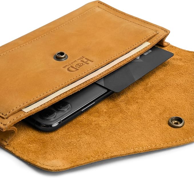 Hide & Drink, Full Grain Leather Large Female Wallet, Travel Organizer for Women, Vintage Money and Card Holder, Handmade, Old Tobacco