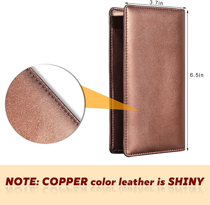 Sanlykate Leather Checkbook Cover for Men and Women, Check Book Case Card Holder with Free Divider, Standard Register Duplicate Checks with pen inserts