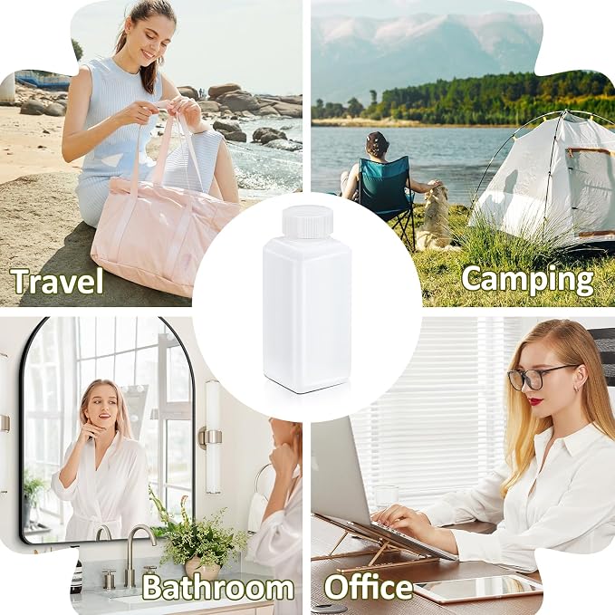 8oz/250ml Leak Proof Plastic Bottles with Caps for Liquids Sample, Reusable Small Bottles Containers for Travel, Camping and Hiking (White, 10 Pcs)