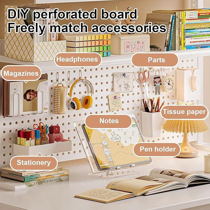 Gtzly Desk Pegboard, Clamp On Desk Organizer Shelf, Desk Extender Side Table Clamp-on Above Desktop Storage ShelfSmall Desk Extension Shelving Unit(Size:80 * 20 * 66cm/31.5 * 7.8 * 26in)