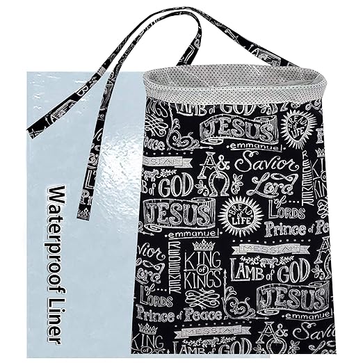 Car Trash Bag Hanging Front Seat Back Seat Headrest Console - Car Trash Bin with Reusable Waterproof Liner and Disposable Bags - Car Waste Basket (Large Jesus)