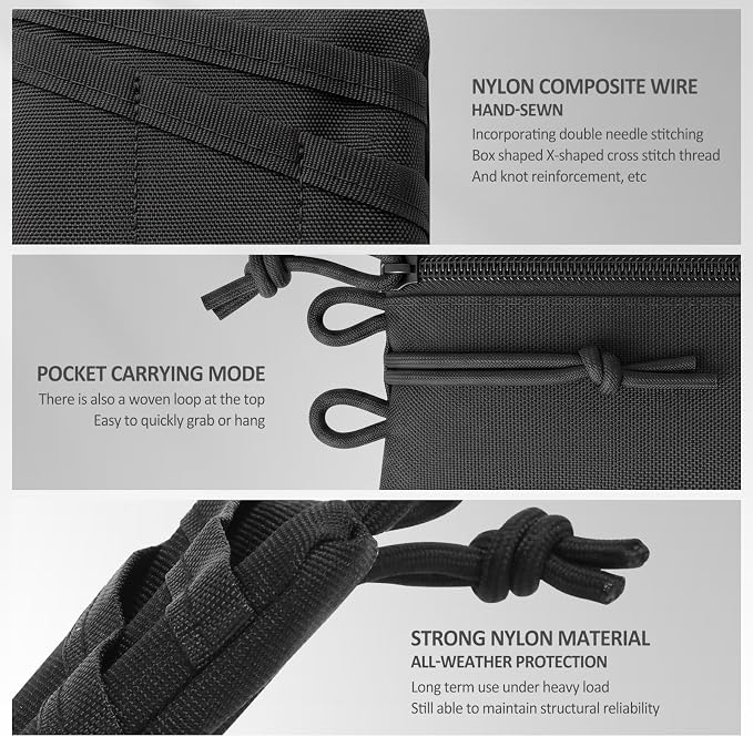 EDC Pouch Organizer, Compact Pocket Wallet with Lanyard for Men, Utility Tool Pouch for Multitool, Flashlight, Pen, Notebook, Rugged 900D Nylon
