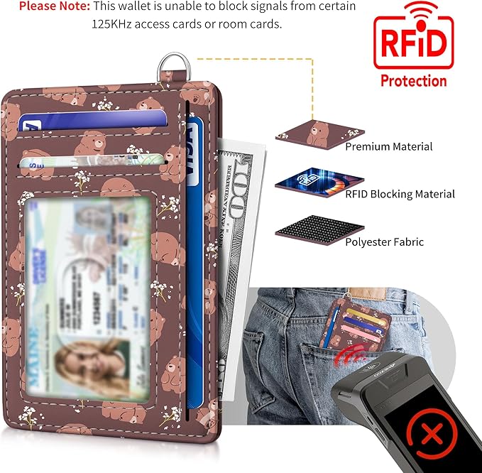 Mayski Slim Wallet, Credit Card Holder for Women, Minimalist Front Pocket RFID Blocking Card Cases, Small Wallet Women Men(Cute Bear)