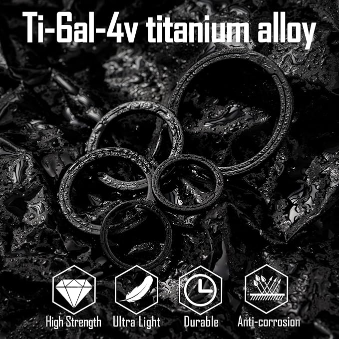 KeyUnity Titanium Flat Key Rings, 33/25/17.5mm Side Pushing Split Ring for Key Carabiner Flashlight Knife Dog ID Collar Tag