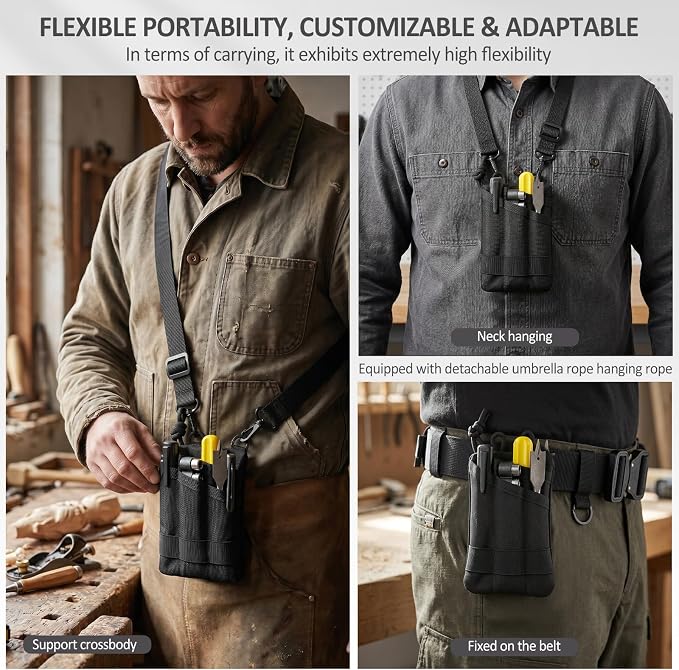 EDC Pouch Organizer, Compact Pocket Wallet with Lanyard for Men, Utility Tool Pouch for Multitool, Flashlight, Pen, Notebook, Rugged 900D Nylon