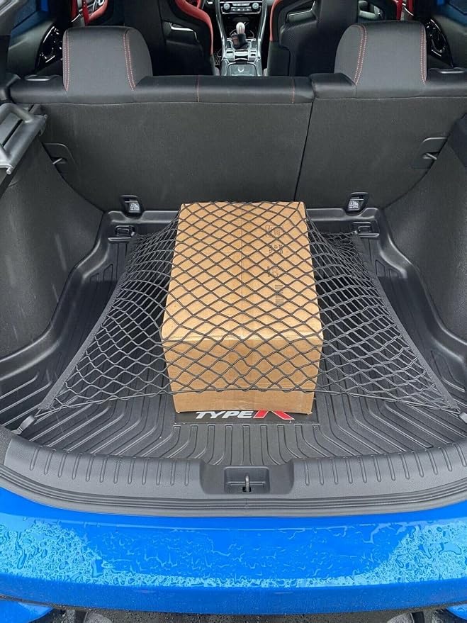 Rear Trunk Organizer Cargo Net for Honda Civic 2017-2023 - Floor Style Cargo Net for Hatchback-Premium Mesh Elastic Car Trunk Organizer Vehicle Carrier Storage - Compatible with Civic