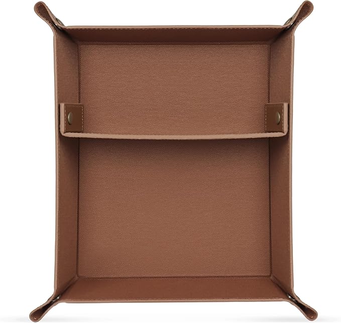 Londo Leather Tray Organizer - Practical Lightweight Water Resistant Computer Table Desk Storage Box for Wallets, Watches, Keys, Coins, Cell Phones and Office Equipment