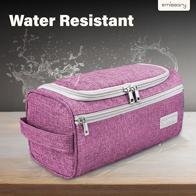 emissary Travel Hanging Toiletry Bag, Lightweight Travel Makeup Organizer for Women, Waterproof Cosmetic Makeup Bag Organizer with Hanging Hook for Accessories,Essentials, Toiletries, Pink