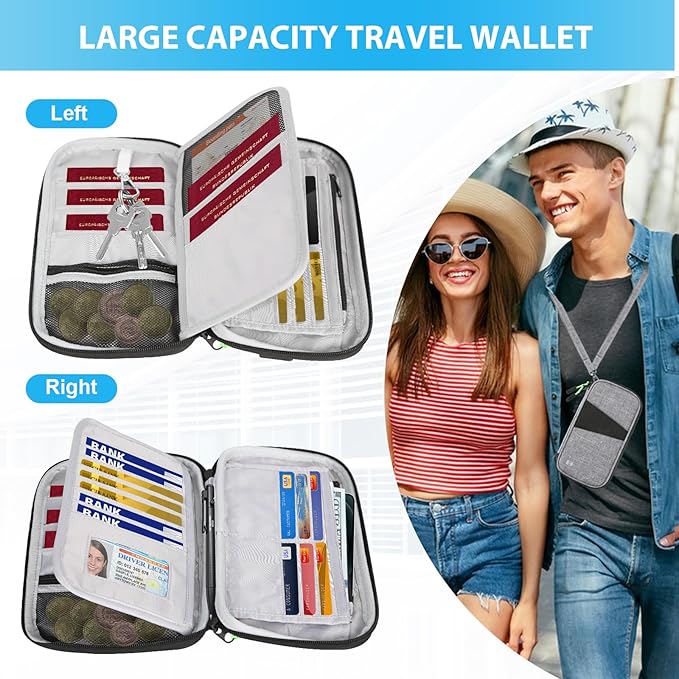 Passport Holder Wallet for Family, RFID Blocking Travel Document Organizer Multiple Passport Wallet for Men & Women, Waterproof Travel Essentials