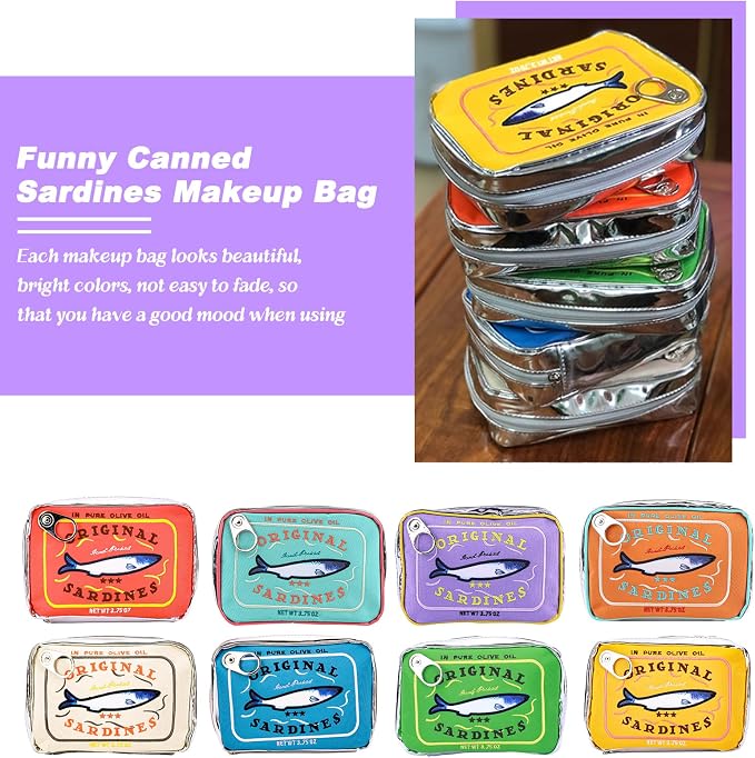 Canned Sardines Makeup Bag, Canned Sardines Style Toiletry Bag Cute Travel Bag Creative Cute Makeup Bag Aesthetic Toiletry Bag for Women
