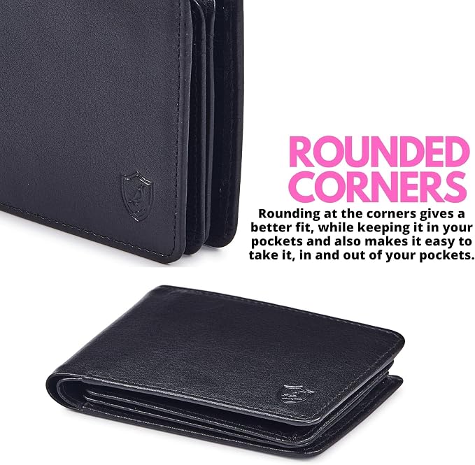 Cochoa Wallet for Men Bifold Leather RFID Blocking High Capacity Slim Card Case with 2 ID Window for Gift (Nappa, Black)