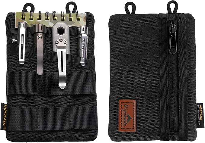 VIPERADE VE4 Tool Pouch, Nylon Pocket Organizer with 2 Pockets and 4 Small Tool Storage EDC Gears, Best Gift to Keep Organized, Hold Your Flashlight/Pocket Knife, Tactical Pen, Notebook