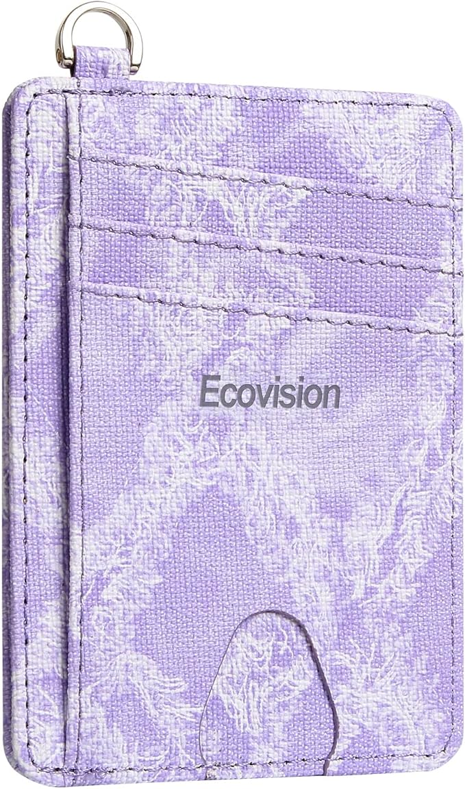 EcoVision Slim Minimalist Front Pocket Wallet, RFID Blocking Credit Card Holder Wallet with Detachable D-Shackle for Men Women