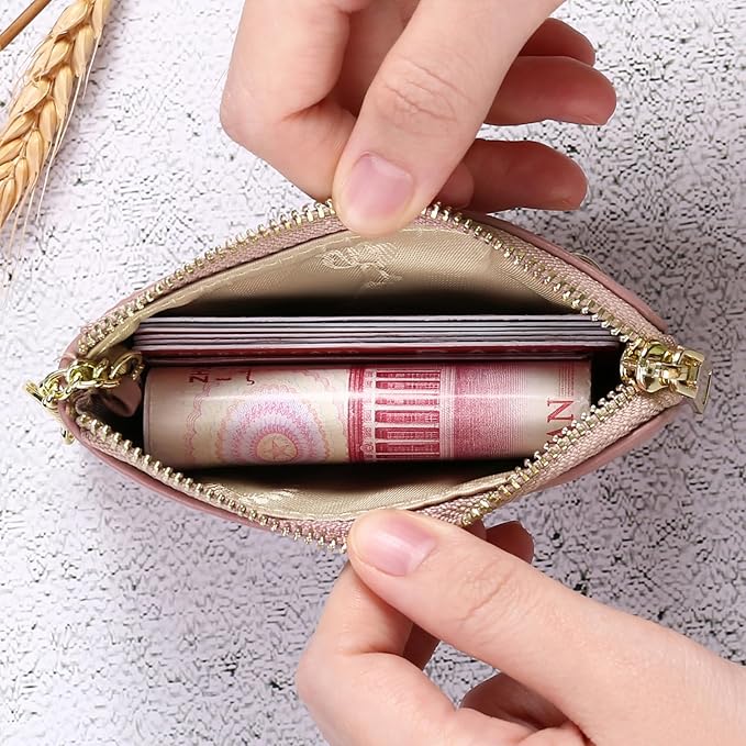 SENDEFN Coin Purse for Women, Genuine Leather Coin Purse Key Chain for Women, Coin Pouch Change Purse