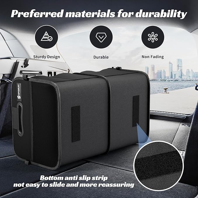 Sposuit Trunk Organizer for Car - 70L Collapsible Car Storage with 11 Pockets & Reinforced Handles, SUV Trunk Organizers for Grocery Cargo(Black)