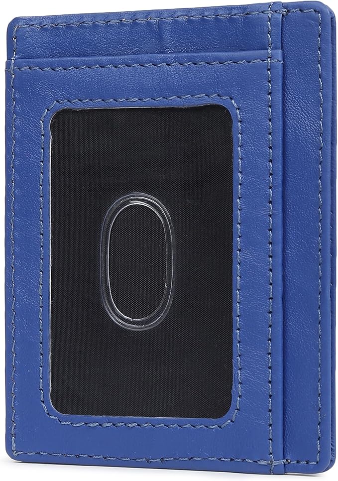 Ultra Slim Leather Wallet Just 0.12 Thick, 6 Card Slots, RFID Blocking, Soft, Durable, Minimalist Genuine Leather, Credit Card Holder for Men & Women Great Gift