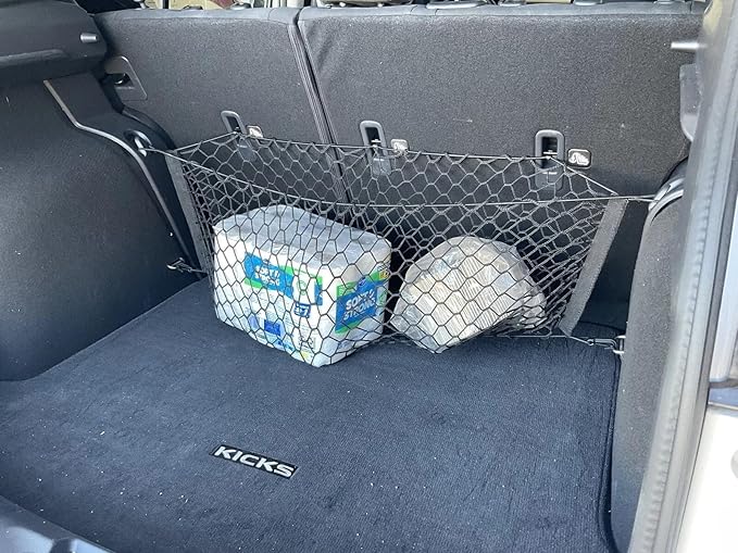 Trunk Organizer Cargo Net for Nissan Kicks 2017–2024 – Envelope Style Cargo Net for SUV – Premium Mesh Elastic Car Trunk Organizer Vehicle Carrier Storage – Compatible with Kicks