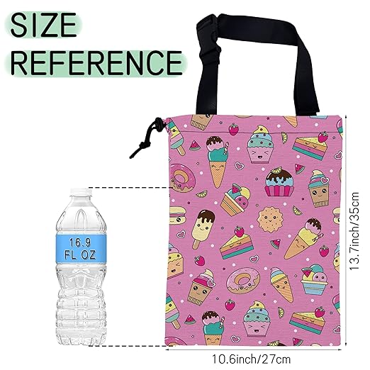 Sweets Ice Cream Car Garbage Bag,Kawaii Dessert Waterproof Small Car Trash Bag Hanging Back of Seat,Drawstring Hanging Car Trash Bag with Adjustable Buckle for Car Accessories