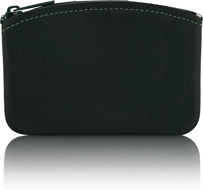 Genuine Leather Large Coin Purse for Women, Change Purse Zipper Wallet For Men Size 5x3 U.S.A. Made By Nabob Leather