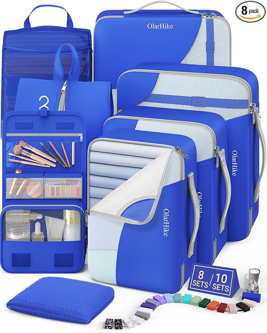8 Set Packing Cubes for Travel, Gifts for Women Mom,Anti-Tearing Suitcase Organizer,OlarHike Vacation Essentials & Accessories for Cruise Ship