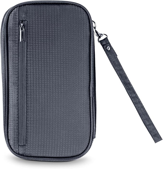 Zoom Lite Premium Travel Document Organizer, Travel Wallet Passport Holder Family 4 with RFID Protection and Removable Wristlet - Fits Cards, Money for Women and Men Passports Bag– Black