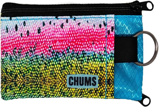 Chums Surfshorts Wallet - Lightweight Slim Wallet with RFID Blocking Card & Clear ID Window - Zippered, Water Resistant w/Key Ring