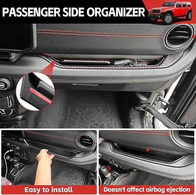 Center Console Organizer for 2024+ Jeep Wrangler JL JLU 4XE Gear Shift Console Side Tray Trunk Organizer Hanging Armrest Storage Box for Wrangler Accessories(24+ 5-piece, Not Gladiator)