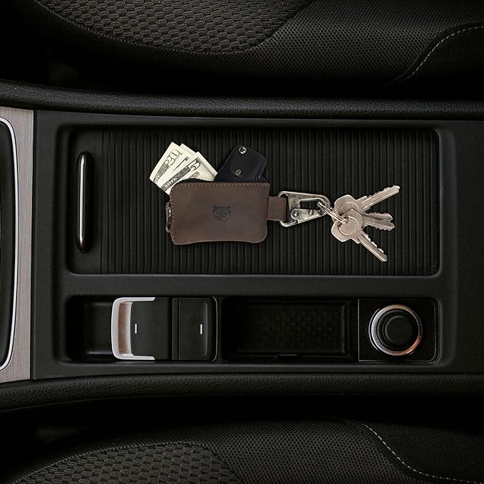 Hide & Drink, Car Key Holder & Coin Purse for Belt Loop Handmade from Full Grain Leather - Bourbon Brown