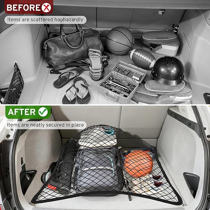 Cargo Net for SUV Rear Trunk Bed Compatible with Mercedes Benz GLC 300 GLA GLB 250 GLE GLS 350 450 2000-2025 2026 Accessories Elastic Netting Cover Net Stretchable Mesh Organizer