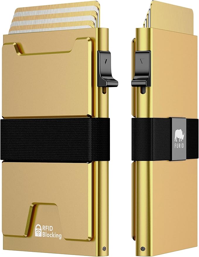 furid Smart Card Wallet for Men Slim: Minimalist Wallets RFID Blocking - Metal Pop Up Front Pocket Business Card Holder - Gift Boxed for Him Stocking Stuffers