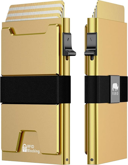 furid Smart Card Wallet for Men Slim: Minimalist Wallets RFID Blocking - Metal Pop Up Front Pocket Business Card Holder - Gift Boxed for Him Stocking Stuffers
