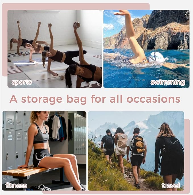 Travel Laundry Bag Ultralight Waterproof Washable Wet Dry Bag for Gym, Swimming, Yoga, and Workout Perfect for Dirty Clothes, Bathing Suits, Travel Accessories (3 Pack) (Pink)