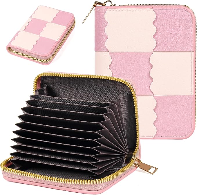 EcoVision Credit Card Holder RFID Card Case Wallet, Small Accordion Zipper Card Case Holder, Card Organizer Case for Women Men