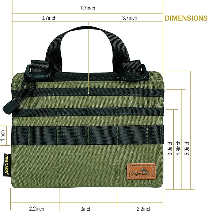 VIPERADE VE5 Slim EDC Pouch with 7 Pockets, Mens Pocket Organizer Multitool Pouch, Mini Crossbody Messenger Bag (No Strap)