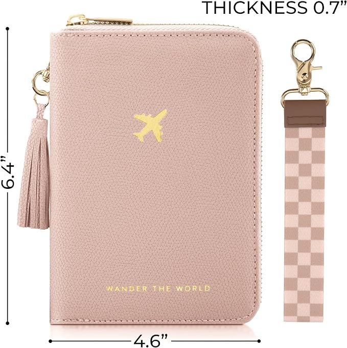 Beautiful Passport Holder for Travel with Wristlet Strap - All-in-One Wallet for Women with Card Slots and Tassel Keychain - Perfect RFID Blocking Case to Keep Your Travel Documents Organized & Safe