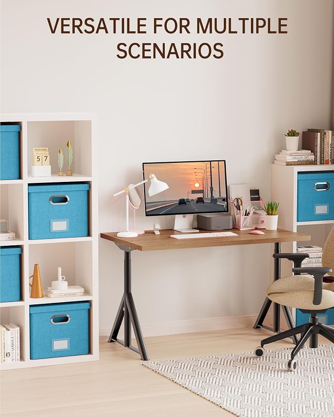Oterri 2 Pack File Storage Organizer, Document Organizer, Portable File Box with Lid, Fit for Letter/Legal File Folder Storage,Calamine Blue+Cobalt Green,Box only