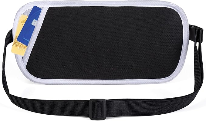 RFID Blocking Money Belt - Passport Holder & Travel Wallet, Slim Hidden Fanny Packs for Women Men - White