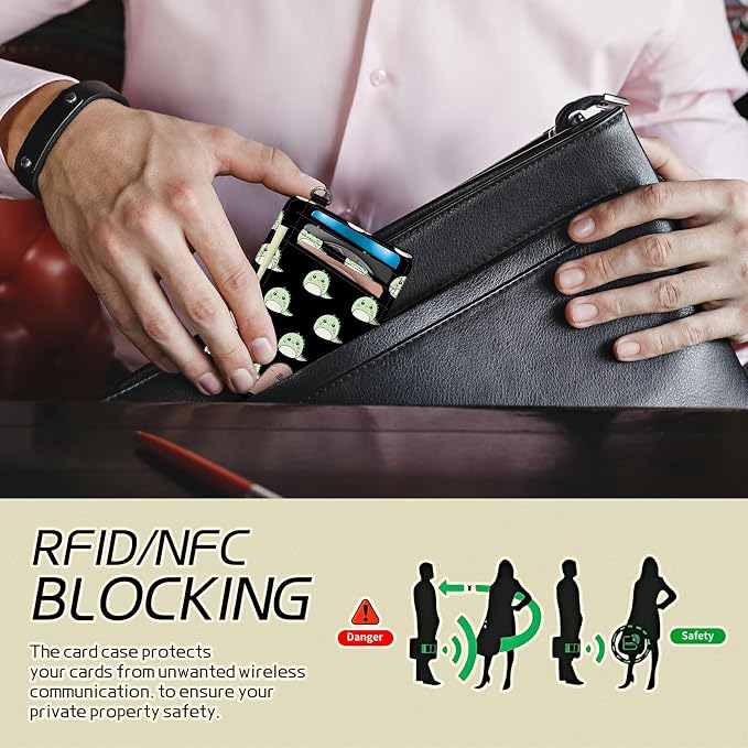Small Travel Wallets, Cute Dinosaurs Slim Minimalist Front Pocket Wallet with Wristlet, RFID Blocking PU Leather Credit Card Holder with ID Window Change Purse for Men Women