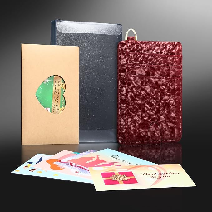 Badiya Credit Card Holder Slim Minimalist Wallet, Front Pocket Purse RFID Blocking Wallet Compact Card Case with ID Window for Women & Men